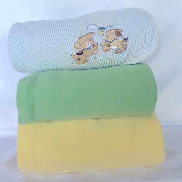 Other - Set Of Three Pre - Loved Baby Swaddle Wrap Baby Blue & Green
